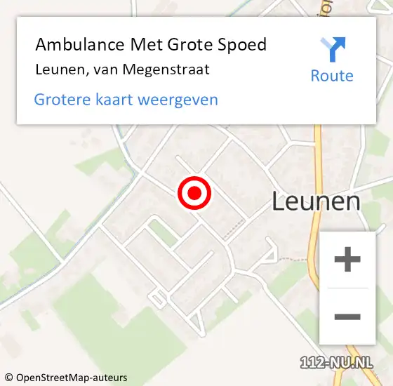 Locatie op kaart van de 112 melding: Ambulance Met Grote Spoed Naar Leunen, van Megenstraat op 17 augustus 2014 12:15