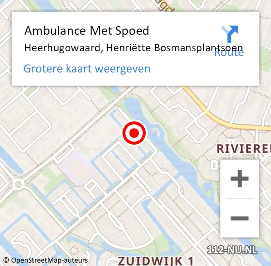 Locatie op kaart van de 112 melding: Ambulance Met Spoed Naar Heerhugowaard, Henriëtte Bosmansplantsoen op 1 maart 2023 12:25