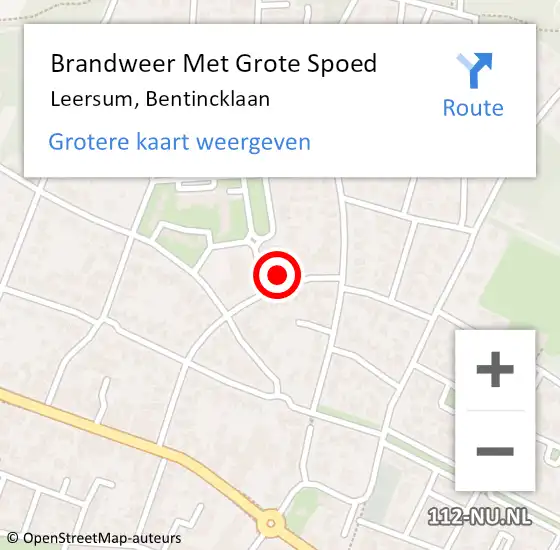 Locatie op kaart van de 112 melding: Brandweer Met Grote Spoed Naar Leersum, Bentincklaan op 1 maart 2023 12:32