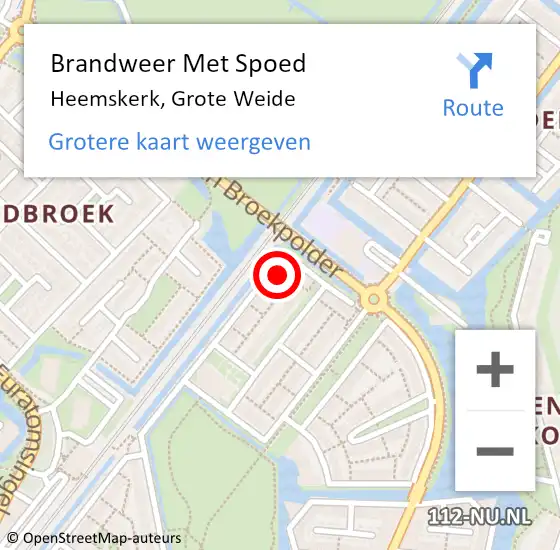 Locatie op kaart van de 112 melding: Brandweer Met Spoed Naar Heemskerk, Grote Weide op 1 maart 2023 12:42