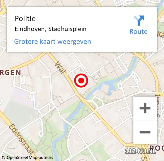 Locatie op kaart van de 112 melding: Politie Eindhoven, Stadhuisplein op 1 maart 2023 13:04