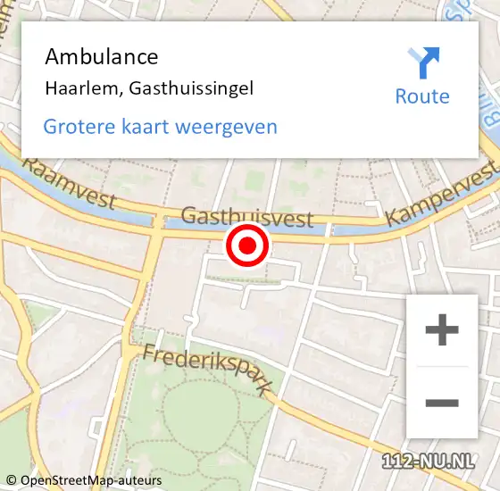 Locatie op kaart van de 112 melding: Ambulance Haarlem, Gasthuissingel op 1 maart 2023 13:07