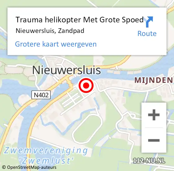 Locatie op kaart van de 112 melding: Trauma helikopter Met Grote Spoed Naar Nieuwersluis, Zandpad op 1 maart 2023 13:32