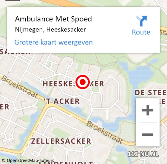 Locatie op kaart van de 112 melding: Ambulance Met Spoed Naar Nijmegen, Heeskesacker op 1 maart 2023 14:30