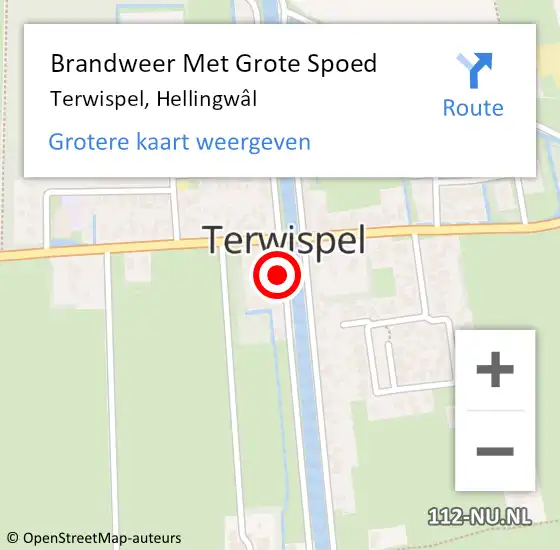 Locatie op kaart van de 112 melding: Brandweer Met Grote Spoed Naar Terwispel, Hellingwâl op 1 maart 2023 14:51