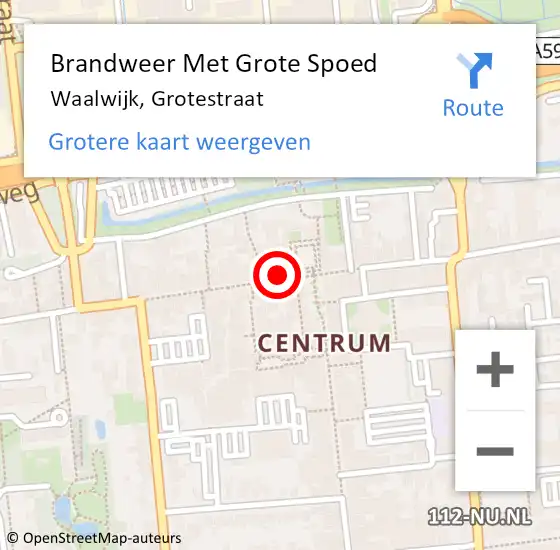 Locatie op kaart van de 112 melding: Brandweer Met Grote Spoed Naar Waalwijk, Grotestraat op 1 maart 2023 15:00