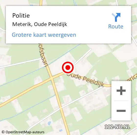 Locatie op kaart van de 112 melding: Politie Meterik, Oude Peeldijk op 1 maart 2023 15:34