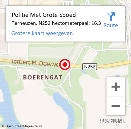 Locatie op kaart van de 112 melding: Politie Met Grote Spoed Naar Terneuzen, N252 hectometerpaal: 16,3 op 1 maart 2023 15:47