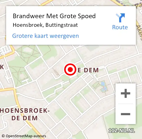 Locatie op kaart van de 112 melding: Brandweer Met Grote Spoed Naar Hoensbroek, Buttingstraat op 1 maart 2023 15:55