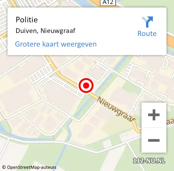 Locatie op kaart van de 112 melding: Politie Duiven, Nieuwgraaf op 1 maart 2023 16:01