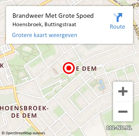 Locatie op kaart van de 112 melding: Brandweer Met Grote Spoed Naar Hoensbroek, Buttingstraat op 1 maart 2023 16:07