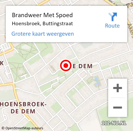 Locatie op kaart van de 112 melding: Brandweer Met Spoed Naar Hoensbroek, Buttingstraat op 1 maart 2023 16:12