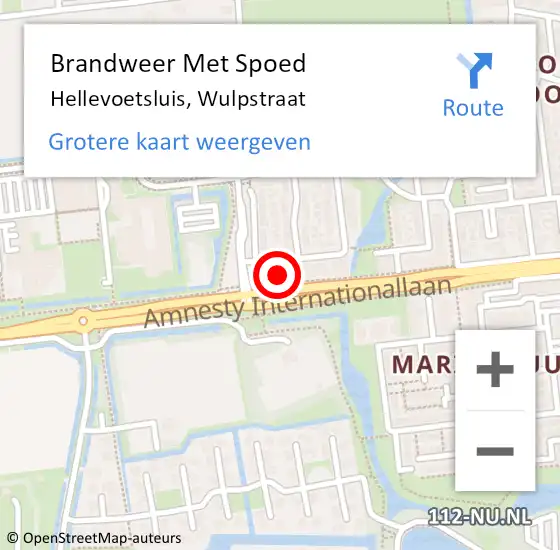 Locatie op kaart van de 112 melding: Brandweer Met Spoed Naar Hellevoetsluis, Wulpstraat op 1 maart 2023 16:45