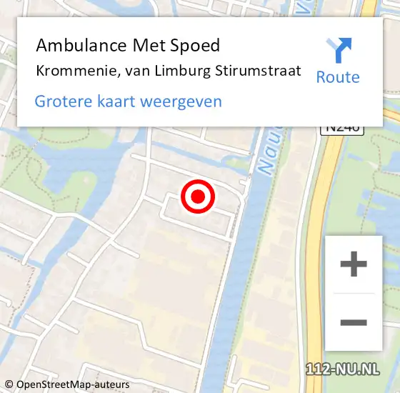 Locatie op kaart van de 112 melding: Ambulance Met Spoed Naar Krommenie, van Limburg Stirumstraat op 1 maart 2023 16:58