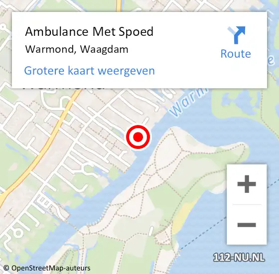 Locatie op kaart van de 112 melding: Ambulance Met Spoed Naar Warmond, Waagdam op 17 augustus 2014 12:53