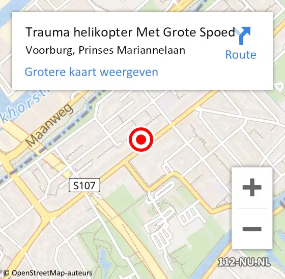 Locatie op kaart van de 112 melding: Trauma helikopter Met Grote Spoed Naar Voorburg, Prinses Mariannelaan op 1 maart 2023 17:10