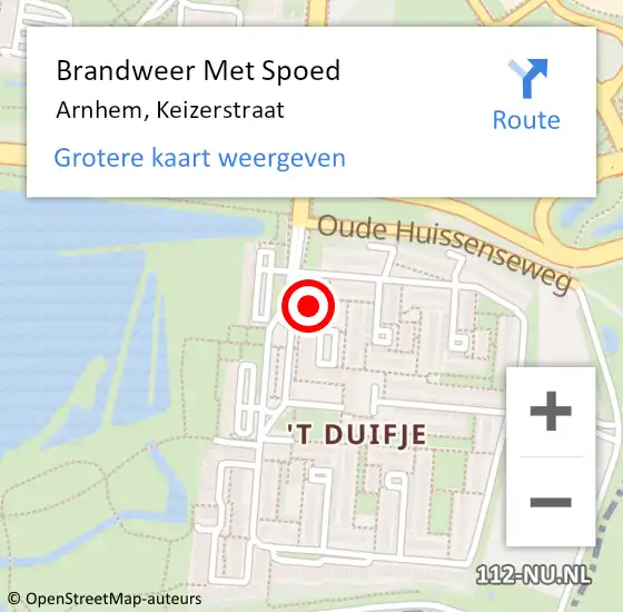 Locatie op kaart van de 112 melding: Brandweer Met Spoed Naar Arnhem, Keizerstraat op 1 maart 2023 17:24