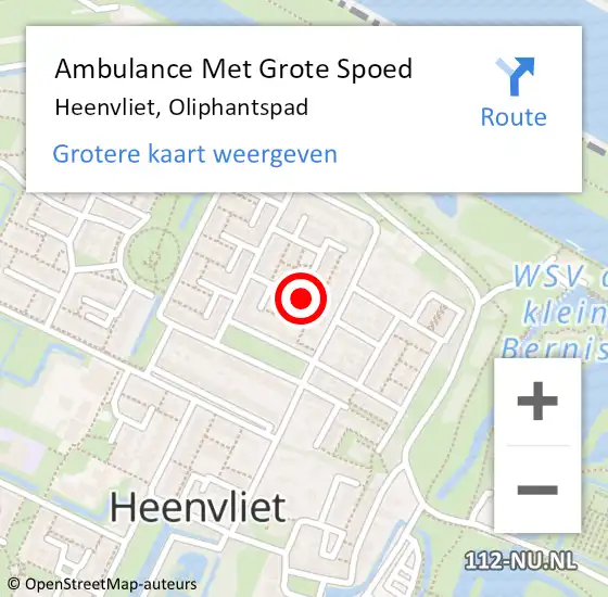 Locatie op kaart van de 112 melding: Ambulance Met Grote Spoed Naar Heenvliet, Oliphantspad op 1 maart 2023 17:34