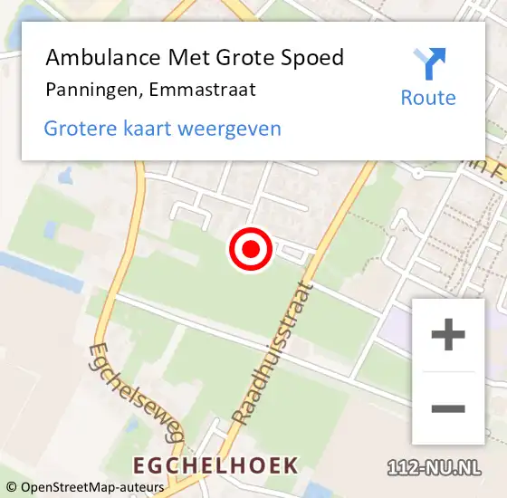 Locatie op kaart van de 112 melding: Ambulance Met Grote Spoed Naar Panningen, Emmastraat op 17 augustus 2014 12:58