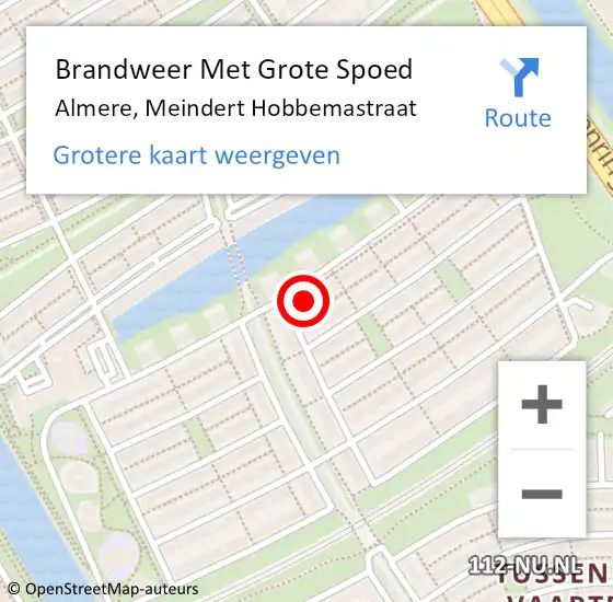 Locatie op kaart van de 112 melding: Brandweer Met Grote Spoed Naar Almere, Meindert Hobbemastraat op 1 maart 2023 17:43