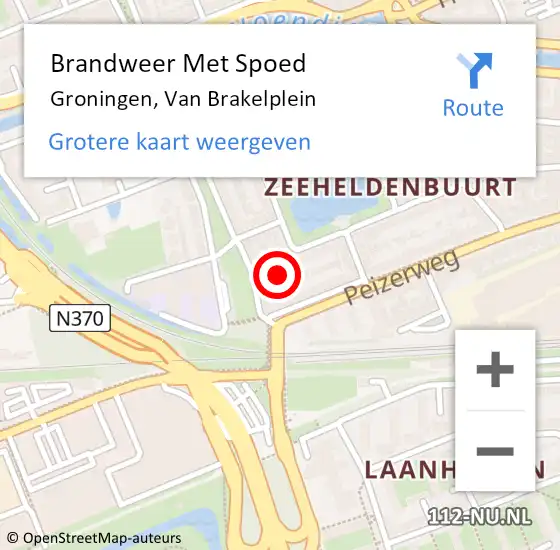 Locatie op kaart van de 112 melding: Brandweer Met Spoed Naar Groningen, Van Brakelplein op 1 maart 2023 18:12