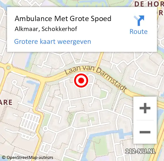 Locatie op kaart van de 112 melding: Ambulance Met Grote Spoed Naar Alkmaar, Schokkerhof op 1 maart 2023 18:28