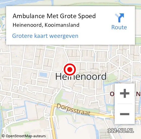 Locatie op kaart van de 112 melding: Ambulance Met Grote Spoed Naar Heinenoord, Kooimansland op 1 maart 2023 18:42