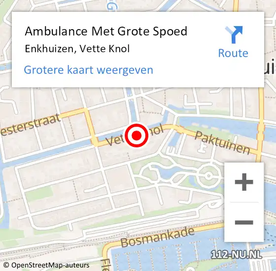 Locatie op kaart van de 112 melding: Ambulance Met Grote Spoed Naar Enkhuizen, Vette Knol op 1 maart 2023 18:58