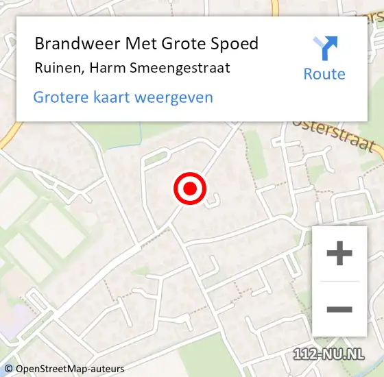 Locatie op kaart van de 112 melding: Brandweer Met Grote Spoed Naar Ruinen, Harm Smeengestraat op 17 augustus 2014 13:08