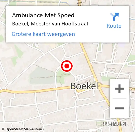 Locatie op kaart van de 112 melding: Ambulance Met Spoed Naar Boekel, Meester van Hooffstraat op 17 augustus 2014 13:10