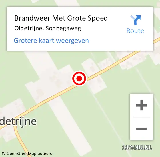 Locatie op kaart van de 112 melding: Brandweer Met Grote Spoed Naar Oldetrijne, Sonnegaweg op 1 maart 2023 20:10