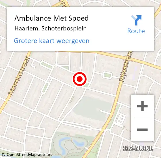 Locatie op kaart van de 112 melding: Ambulance Met Spoed Naar Haarlem, Schoterbosplein op 1 maart 2023 20:16