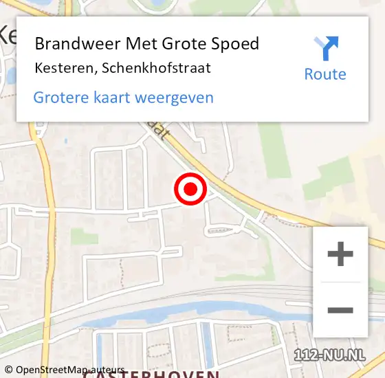 Locatie op kaart van de 112 melding: Brandweer Met Grote Spoed Naar Kesteren, Schenkhofstraat op 1 maart 2023 21:27