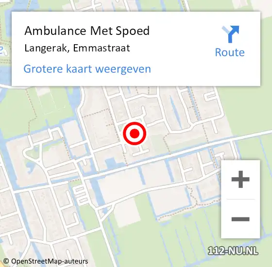Locatie op kaart van de 112 melding: Ambulance Met Spoed Naar Langerak, Emmastraat op 1 maart 2023 21:35