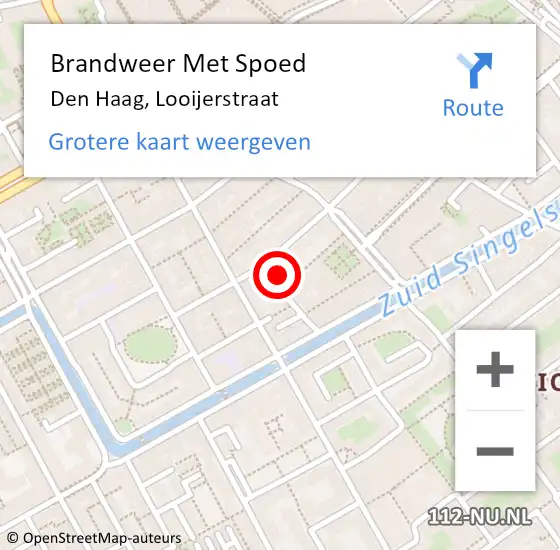 Locatie op kaart van de 112 melding: Brandweer Met Spoed Naar Den Haag, Looijerstraat op 1 maart 2023 21:35