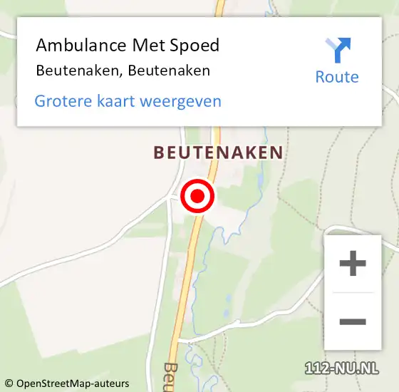 Locatie op kaart van de 112 melding: Ambulance Met Spoed Naar Beutenaken, Beutenaken op 17 augustus 2014 13:19