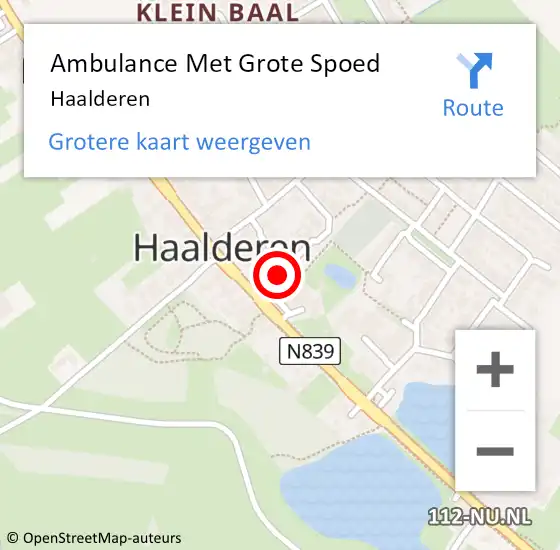 Locatie op kaart van de 112 melding: Ambulance Met Grote Spoed Naar Haalderen op 1 maart 2023 22:53