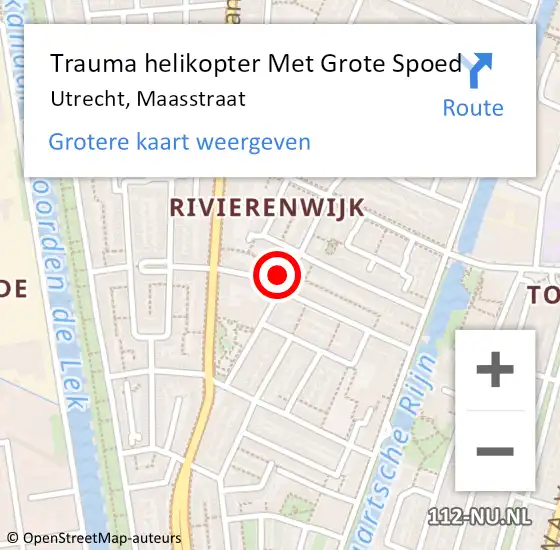 Locatie op kaart van de 112 melding: Trauma helikopter Met Grote Spoed Naar Utrecht, Maasstraat op 1 maart 2023 22:59