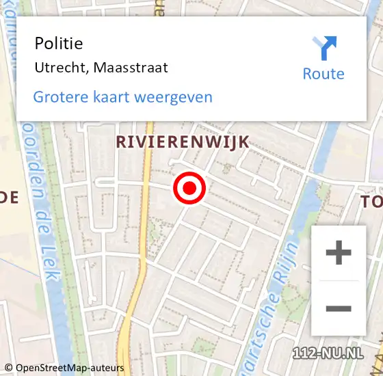 Locatie op kaart van de 112 melding: Politie Utrecht, Maasstraat op 1 maart 2023 22:59