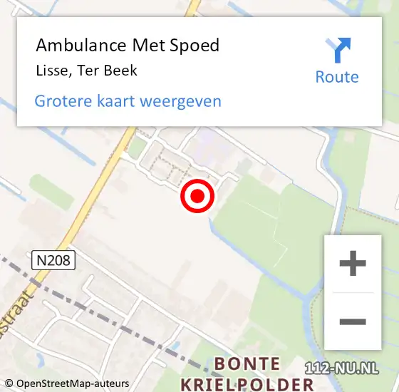 Locatie op kaart van de 112 melding: Ambulance Met Spoed Naar Lisse, Ter Beek op 1 maart 2023 23:05