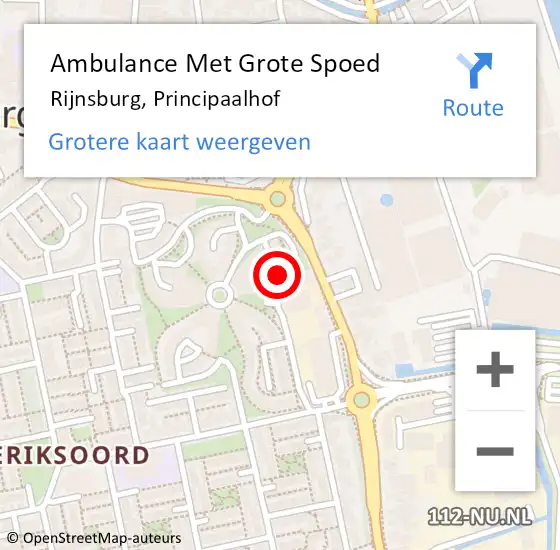 Locatie op kaart van de 112 melding: Ambulance Met Grote Spoed Naar Rijnsburg, Principaalhof op 1 maart 2023 23:25
