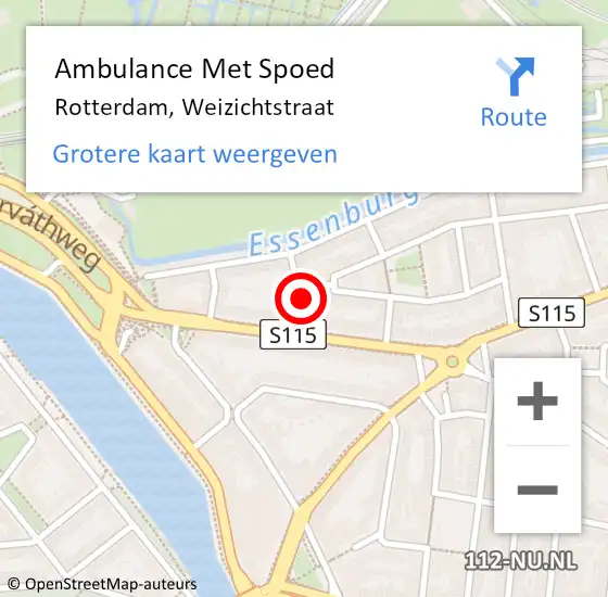 Locatie op kaart van de 112 melding: Ambulance Met Spoed Naar Rotterdam, Weizichtstraat op 1 maart 2023 23:46