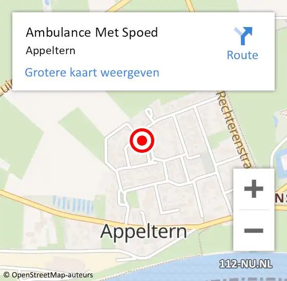 Locatie op kaart van de 112 melding: Ambulance Met Spoed Naar Appeltern op 2 maart 2023 00:31