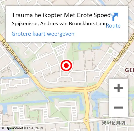 Locatie op kaart van de 112 melding: Trauma helikopter Met Grote Spoed Naar Spijkenisse, Andries van Bronckhorstlaan op 2 maart 2023 03:43