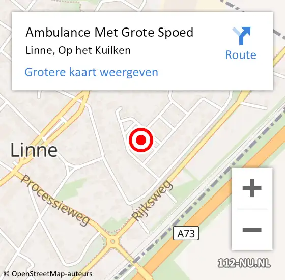 Locatie op kaart van de 112 melding: Ambulance Met Grote Spoed Naar Linne, Op het Kuilken op 2 maart 2023 04:33