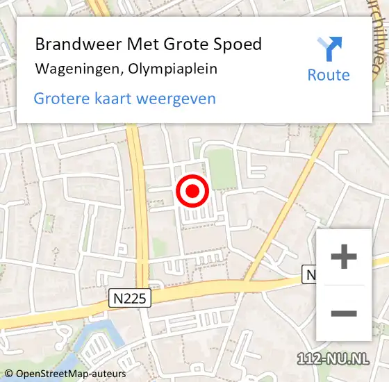 Locatie op kaart van de 112 melding: Brandweer Met Grote Spoed Naar Wageningen, Olympiaplein op 2 maart 2023 04:46