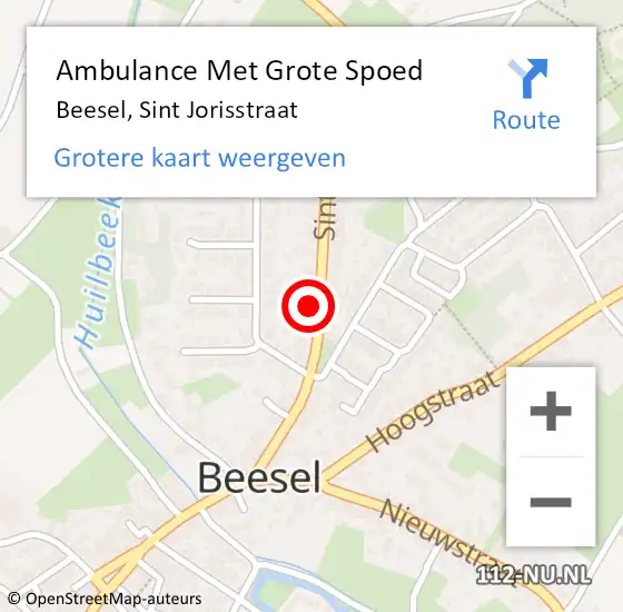 Locatie op kaart van de 112 melding: Ambulance Met Grote Spoed Naar Beesel, Sint Jorisstraat op 2 maart 2023 04:54