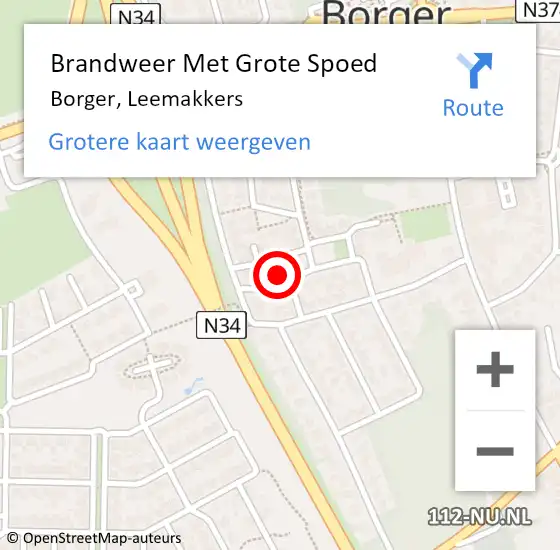 Locatie op kaart van de 112 melding: Brandweer Met Grote Spoed Naar Borger, Leemakkers op 2 maart 2023 04:57