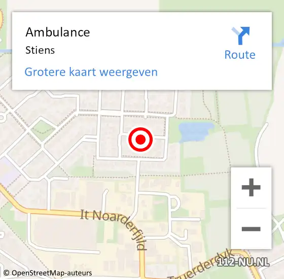 Locatie op kaart van de 112 melding: Ambulance Stiens op 2 maart 2023 07:08
