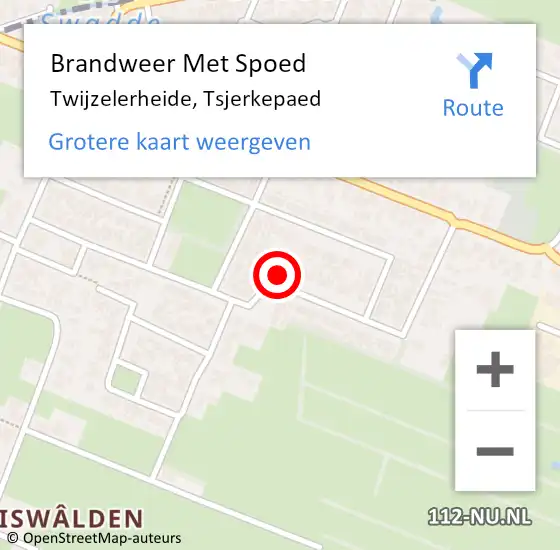 Locatie op kaart van de 112 melding: Brandweer Met Spoed Naar Twijzelerheide, Tsjerkepaed op 2 maart 2023 07:16